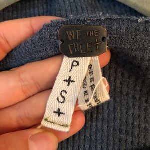 Dark blue free people long sleeve blouse